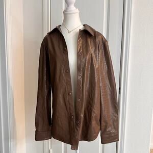 Express Vintage Size XS Button Up Crocodile Print Lightweight Thin Coat